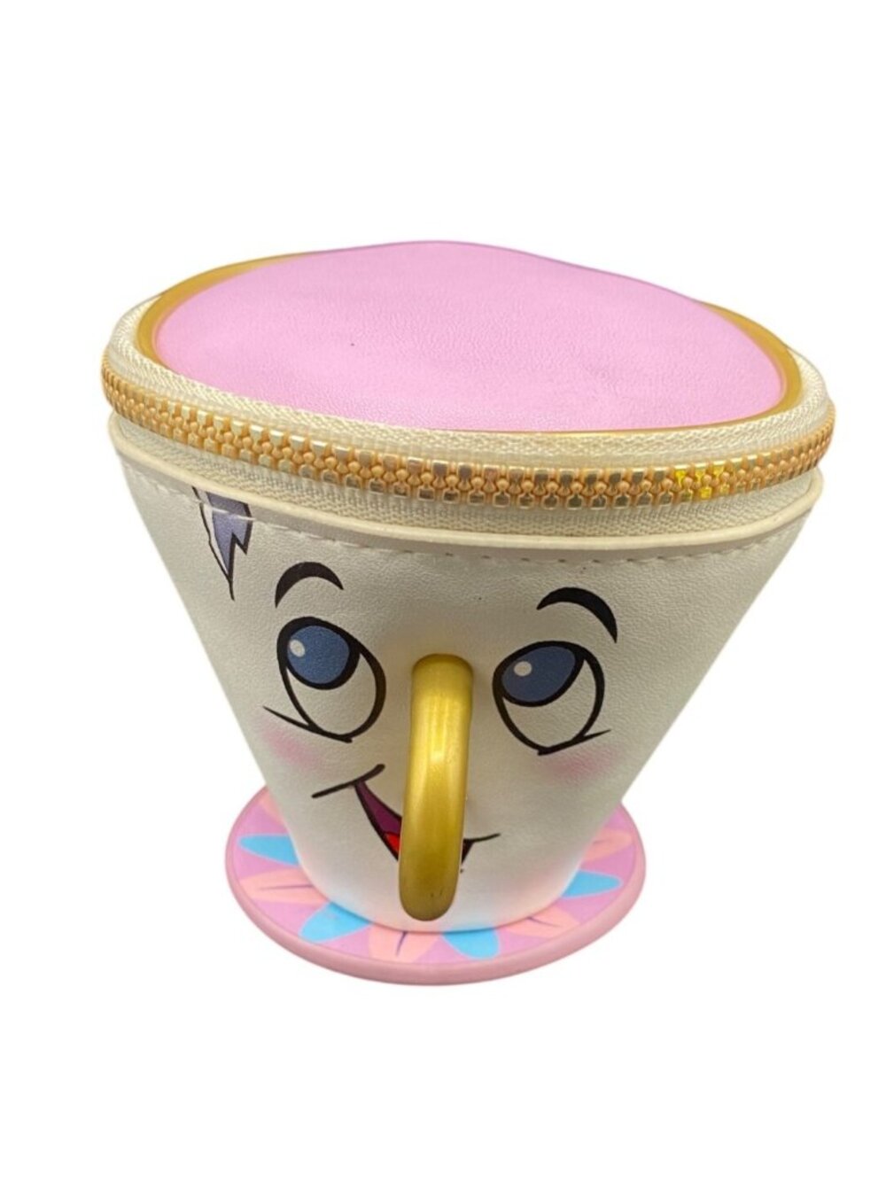 Chip Coin Purse Disney Beauty & The Beast Pink Zippered Cup Design Travel Resort